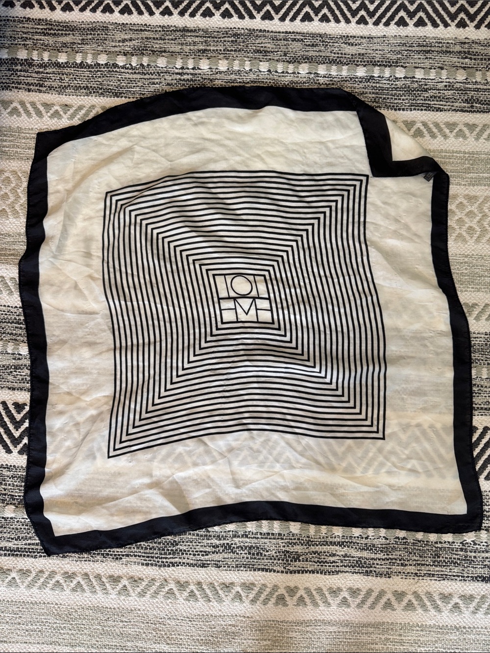 Black & White Geometric Square Silk Scarf